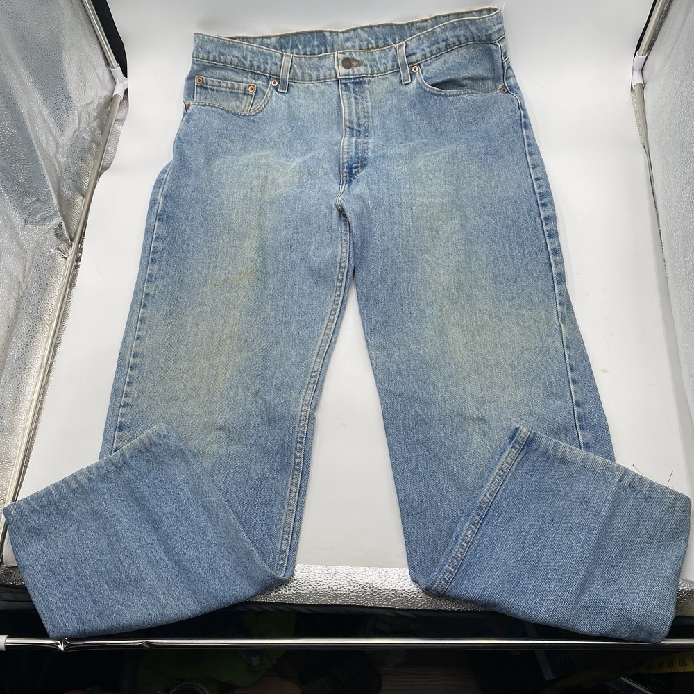 Levi's 505 40x30 Regular Fit Straight‎ Leg Men's Jeans Light Blue Stonewash